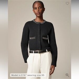 🍁🍂 NWT J.Crew New relaxed Emilie sweater lady jacket with jewel trim